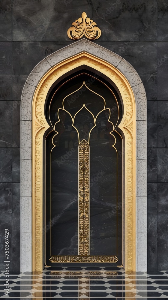 Naklejka premium Black And Gold Mosque Gate