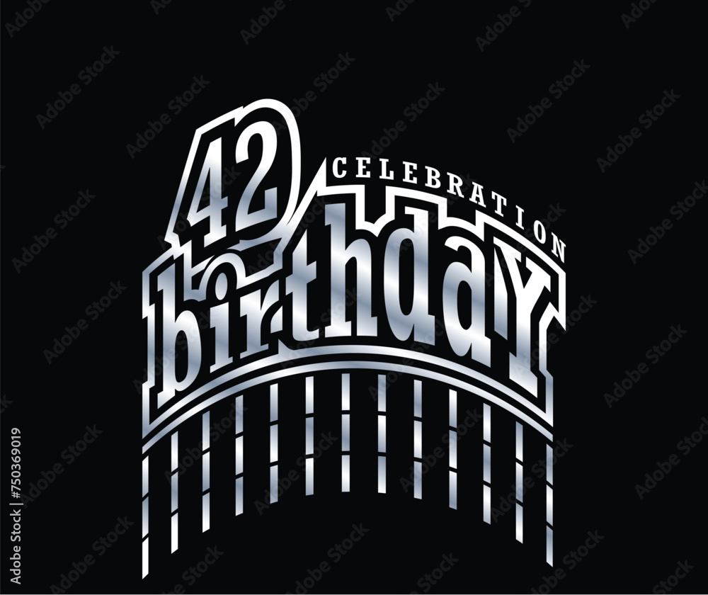 Happy Birthday Celebrating of 42 Years, Party Events Based. fireworks Mix colors Logo