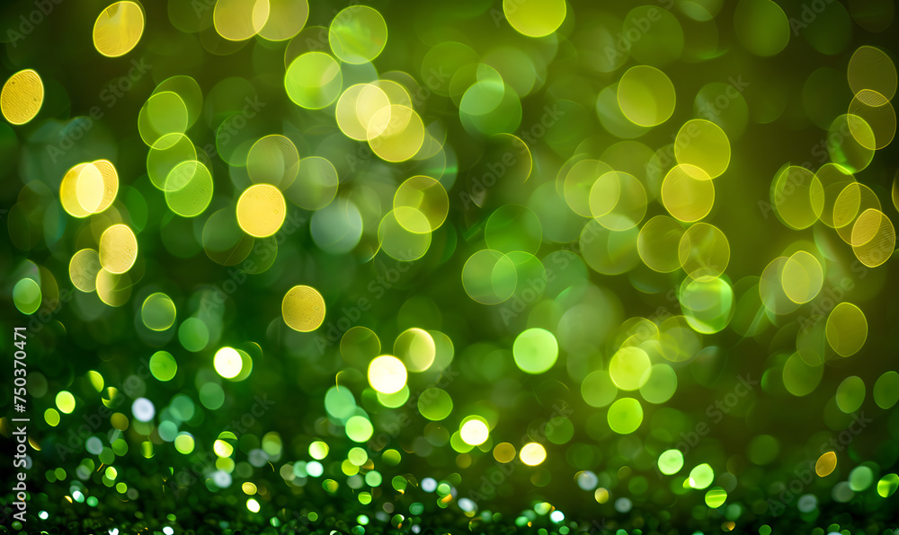 Fototapeta premium a green background with green lights and sparkles, Generative AI 