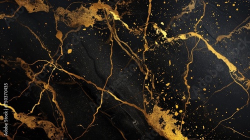 black and gold marble textured background. Abstract design,