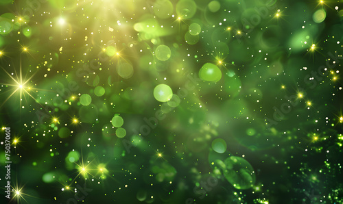 a green background with green lights and sparkles, Generative AI 
