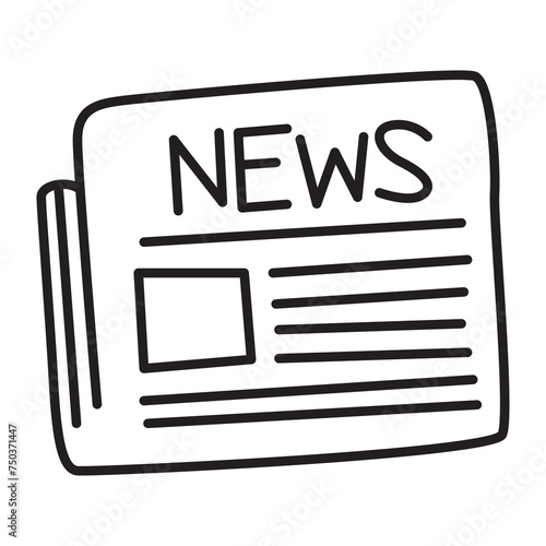 newspaper doodle icon transparent background