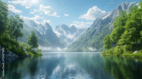 tranquil mountain lake