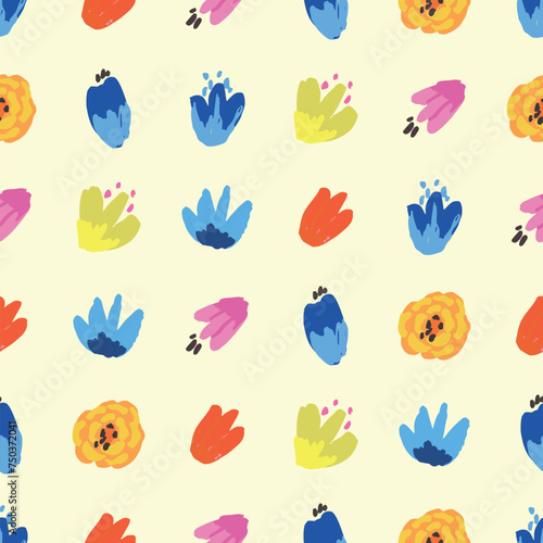 Seamless pattern with bright flowers. Background with flowers