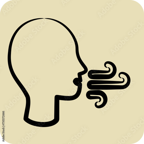 Icon Difficulty Breathing. suitable for flu symbol. hand drawn style. simple design editable. design template