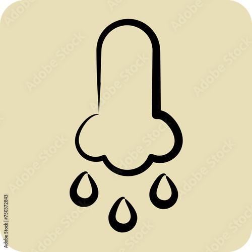Icon Runny Nose. suitable for flu symbol. hand drawn style. simple design editable. design template