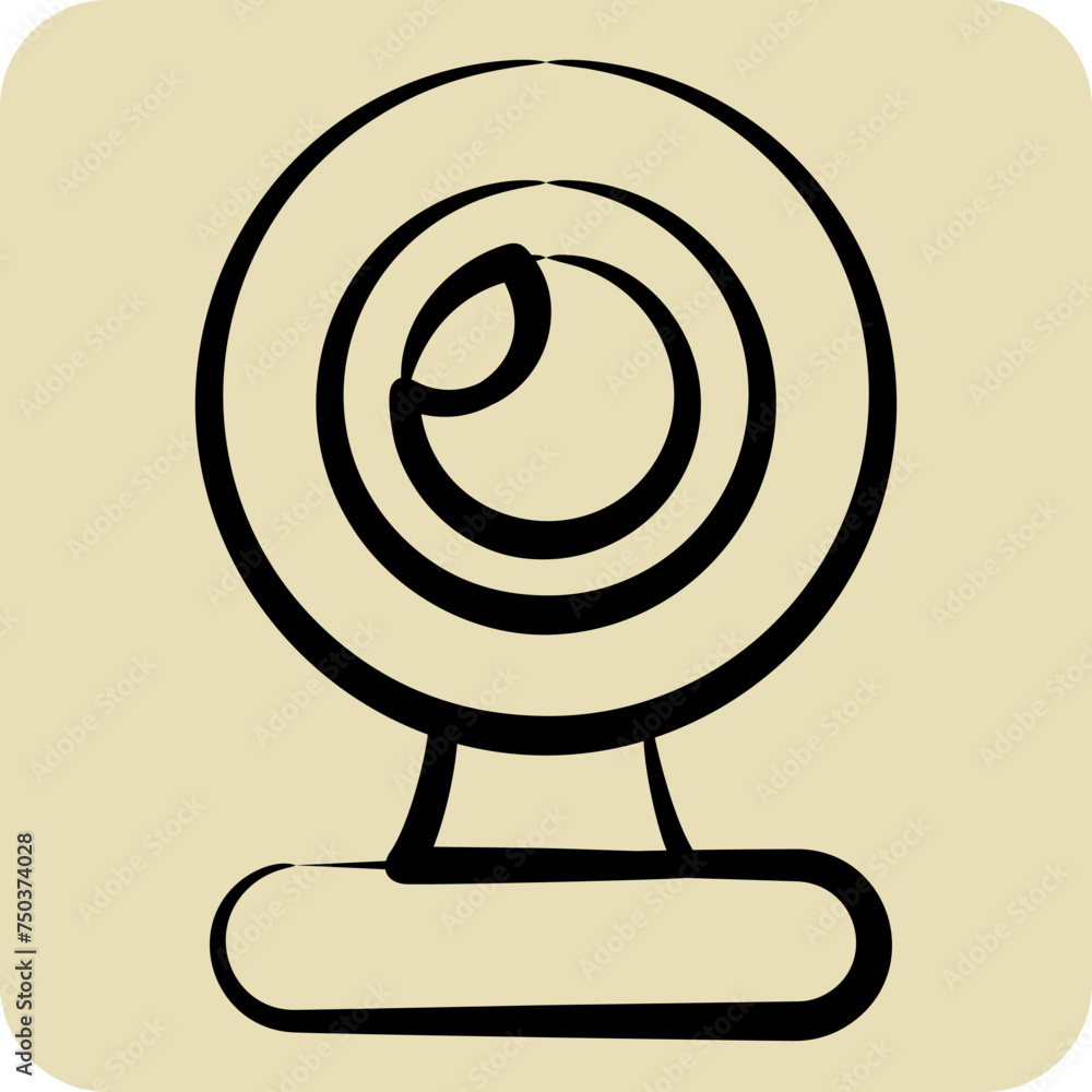 Icon Webcam. suitable for Computer Components symbol. hand drawn style. simple design editable. design template
