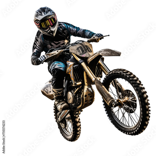 motocross rider on a motorcycle, isolated background