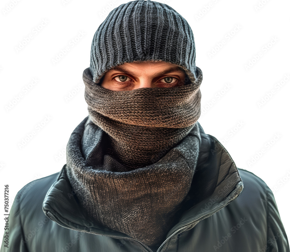 Portrait of a robber isolated.
