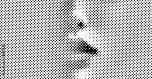A partly visible face emerges from a faint background, with a transparent halftone dotted screen, perfect for comics, magazines, or ads. photo