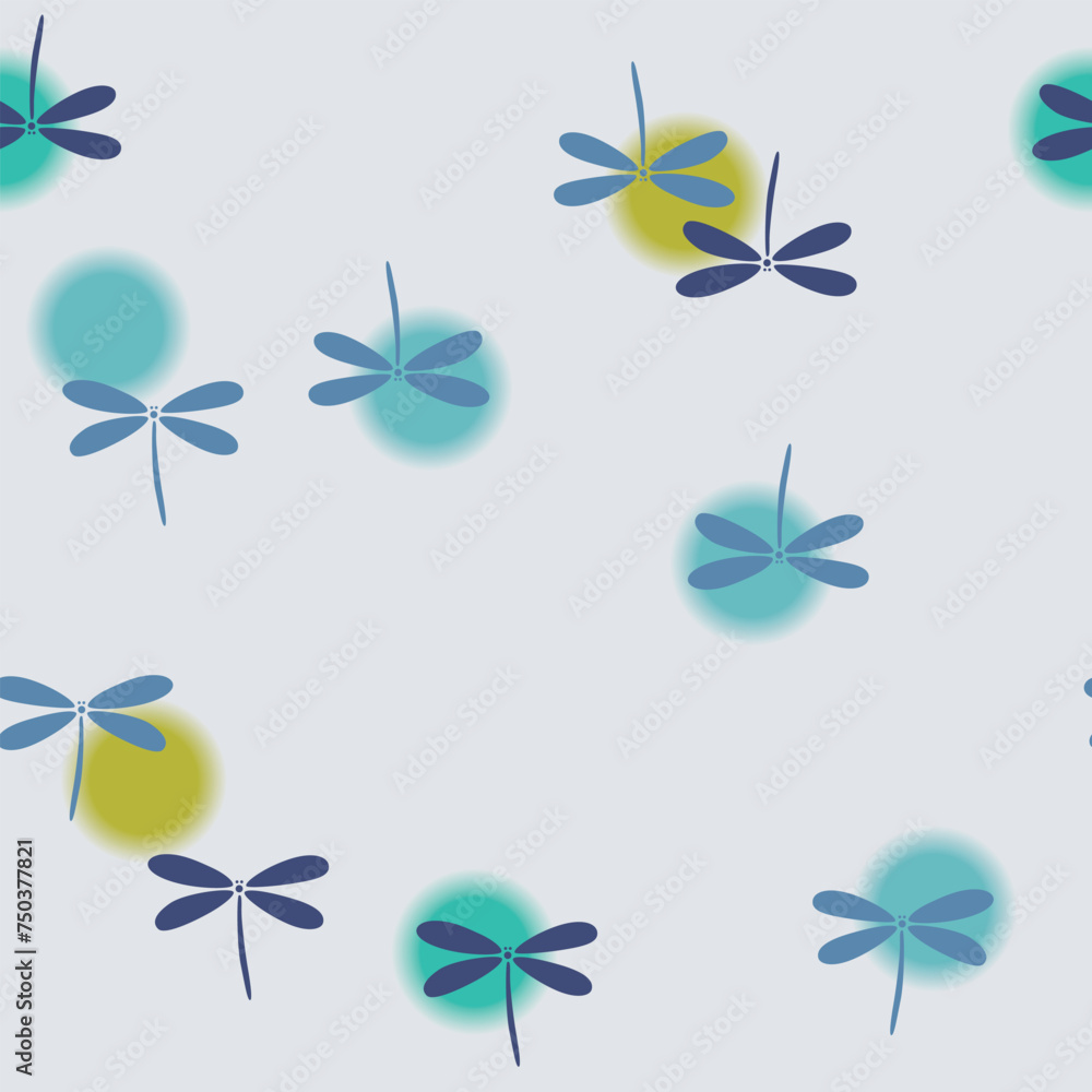 Japanese Cute Dragonfly Circle Vector Seamless Pattern Japanese Cute Dragonfly Circle Vector Seamless Pattern