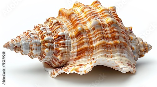 Isolated sea shell on white background. Close-up photo