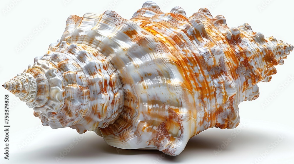 White background with an isolated seashell