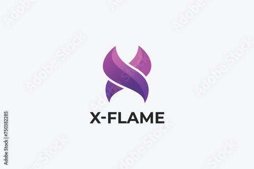 X latter flame minimal logo