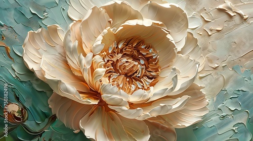 Oil, painting style of impasto white white flower photo
