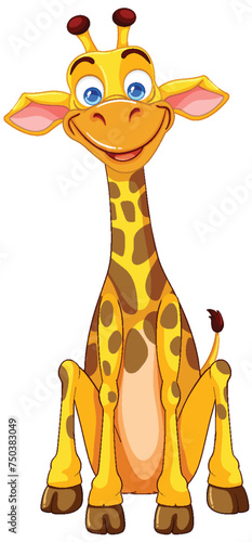 Vector illustration of a happy sitting giraffe