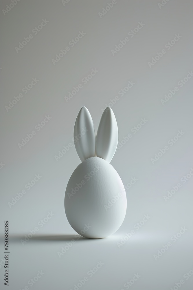 Obraz premium one white egg with rabbit ears