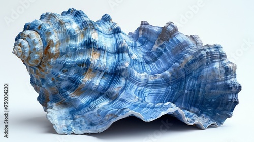 White background with blue sea shells