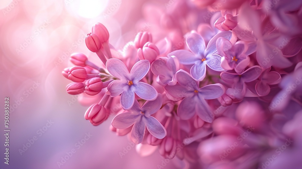 Lilac flowers' slow bloom, calming rhythms of pink and purple.