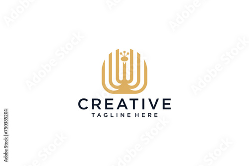 Creative abstract peacock logo design