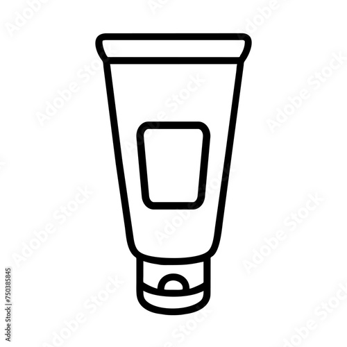 Icon of an elegant tube with cosmetic cream, a product related to cosmetology. Moisturizing and skin care. About yourself. Beauty salon logo.