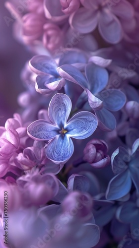 Moonlit Lilac  Macro shots of lilac blossoms under the moonlight  their wavy petals bathed in a soft  ethereal glow.