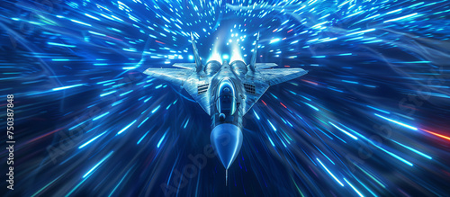 Military Jet With Supersonic Speed with futuristic Motion Background, Military Airplane