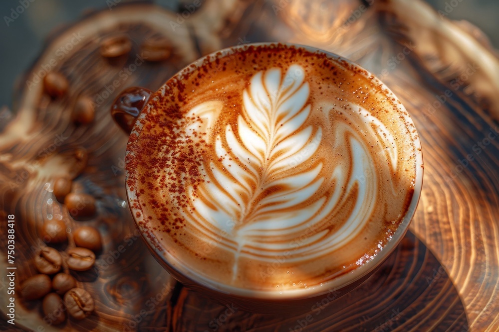 Fototapeta premium Magical Latte Art, Cappuccino Coffee Foam, Milk Cream Beverage, Drink Design, Beautiful Latte Art