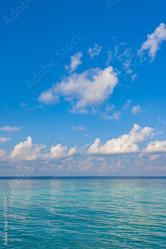 Relaxing seascape reflections horizon of the sky and calm sea. Soft sunlight over tropical beach seascape horizon. Abstract bright sunshine sky light tranquil relax summer ocean view freedom nature