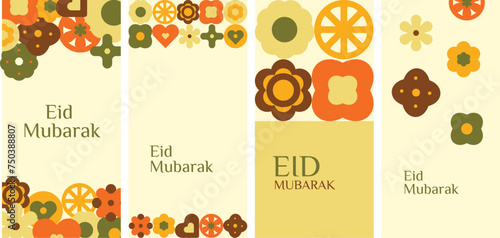 Eid mubarak envelope design retro vibes cookies illustration