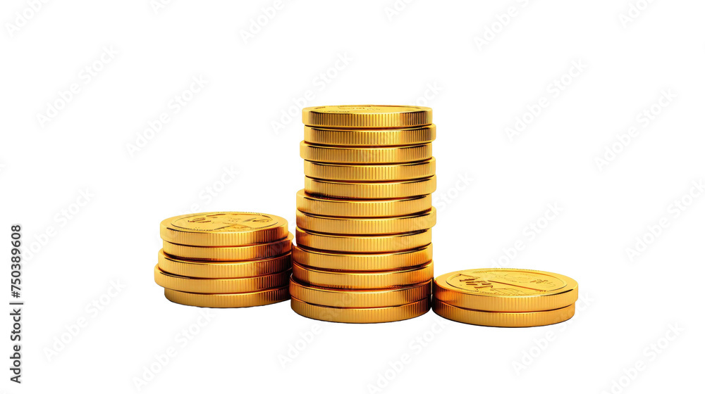 Coin stack isolated on transparent a white background Coin stack isolated on transparent a white background