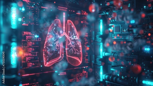 Medical research or lung health care with critical diagnostics and biometrics for clinical hospitals. Asthma and respiratory cancer testing 