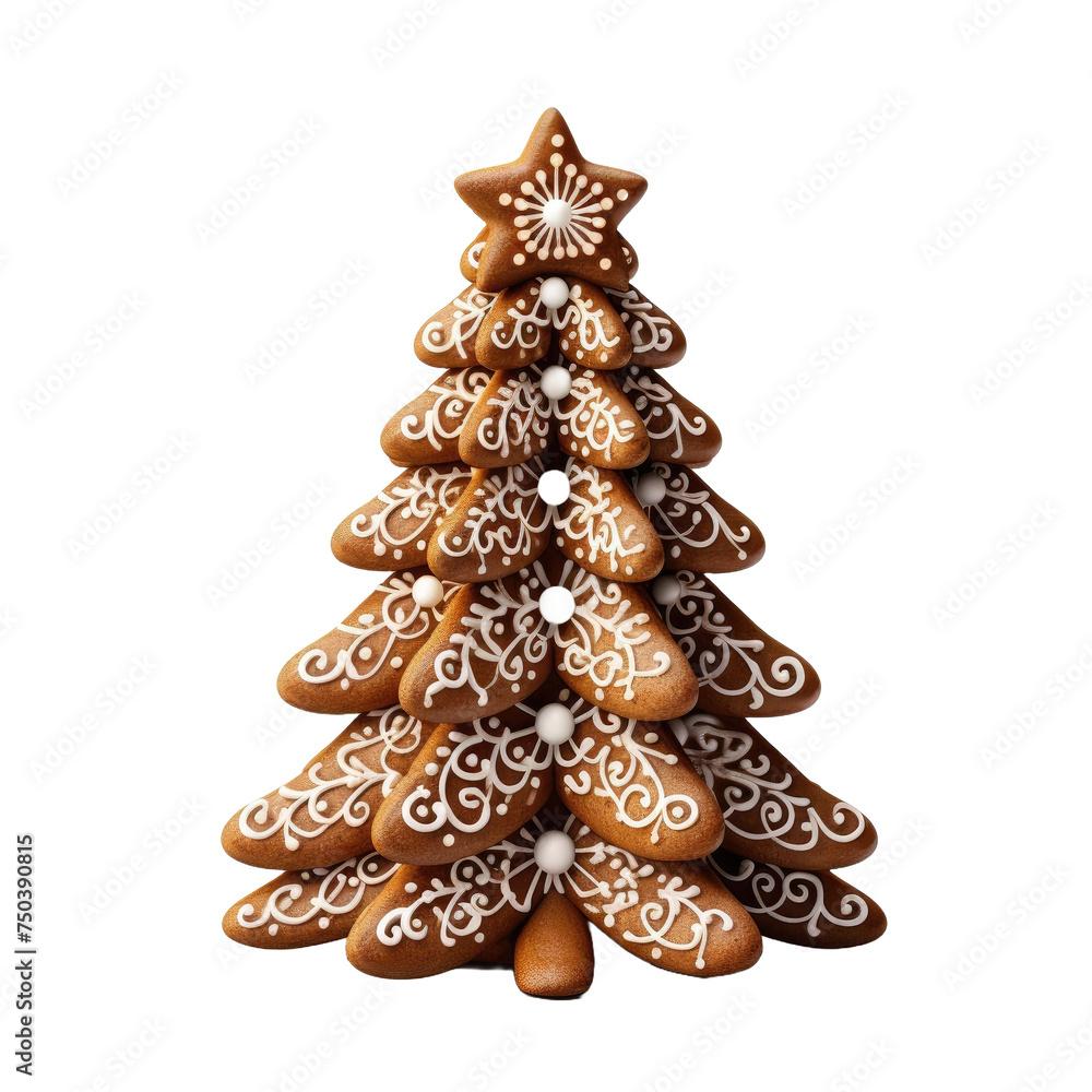 Gingerbread tree isolated on transparent a white background 