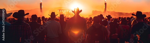 Dusk Delight: Silhouetted Crowd at Stagecoach Festival
 photo