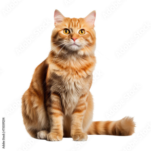 Orange tabby cat isolated on transparent a white background © PNG City