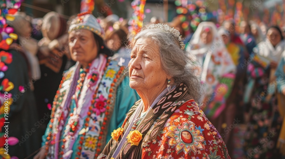 Fototapeta premium Orthodox Procession. Vibrant village celebrates Easter.