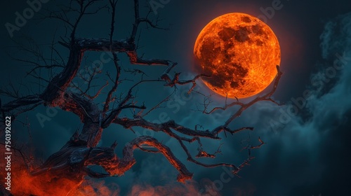 Halloween enchantment. Moonlit night sets the stage for ghostly encounters.