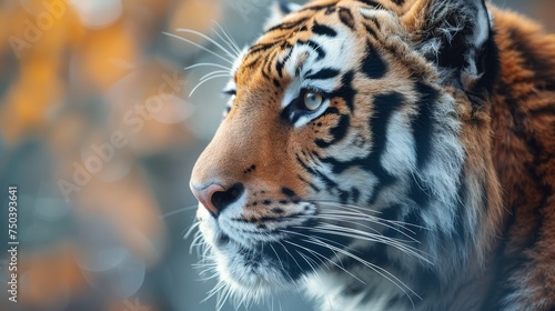 Close up Portrait of Siberian Tiger in Natural Habitat