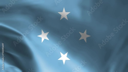  Micronesia flag waving in the wind. National flag of Federated state of Micronesia. flag seamless loop animation. 4K photo
