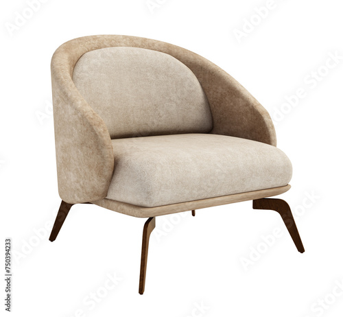 Stylish armchair isolated on transparent background. 3D illustration