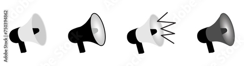  megaphone. Speaker loudspeaker for marketing announce. Comment attention, advertising, problem notice and announcement. Speakerphone 3d render icon vector