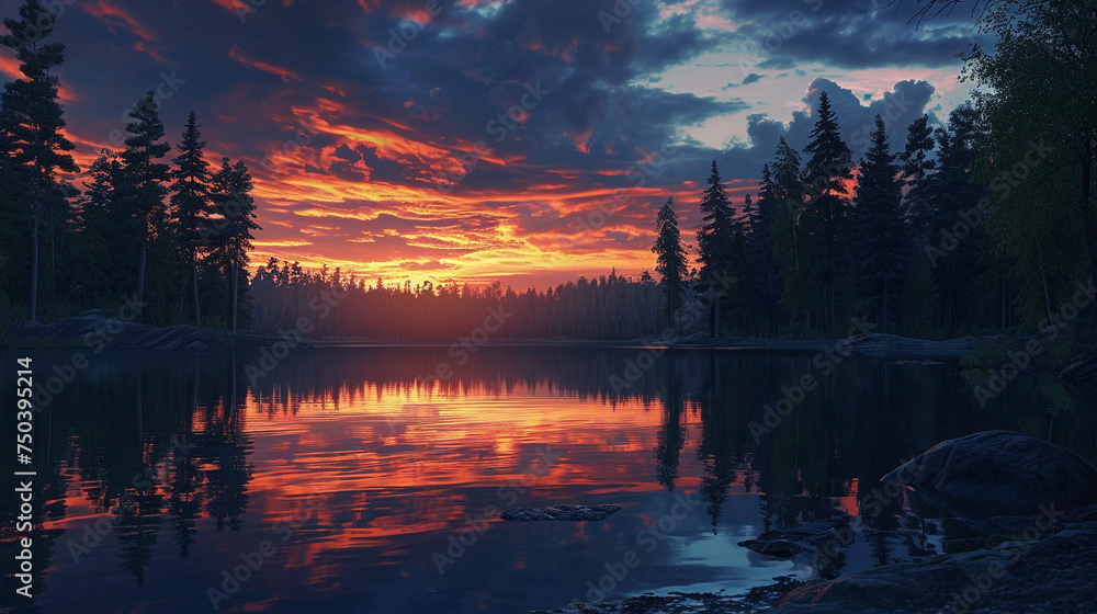 Fototapeta premium stream covered with trees 