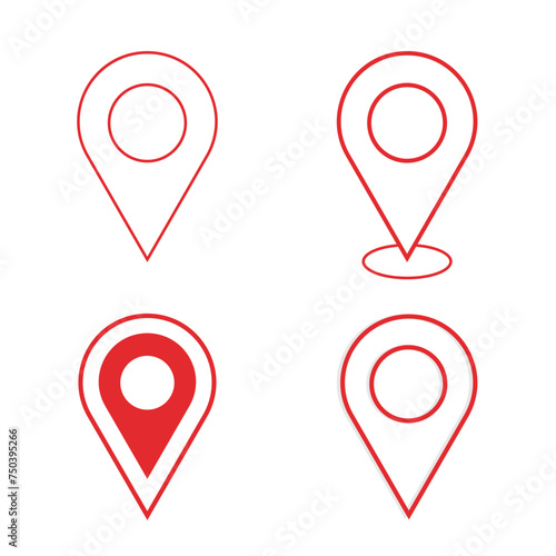 Location pin multiple styles black color set. Half shadow location pins. 3d vector map marker icon that points location web element design place navigation sign, Location pin gradient set.