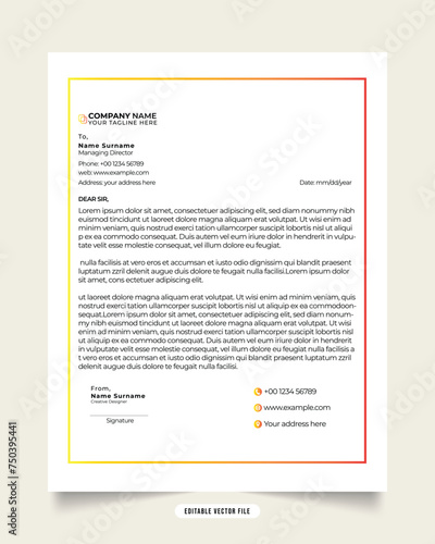 Modern business and corporate letterhead template. Letterhead design with various colors. white color background. Gradient luxury letterhead. Professional creative template design for business.