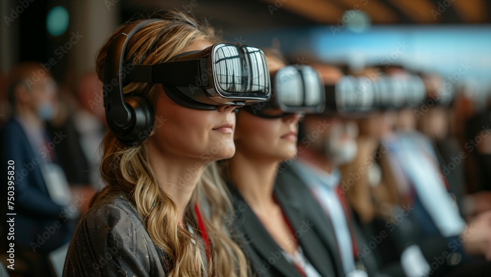 Business meeting enhanced with virtual reality, exploring new dimensions of collaboration Business meeting enhanced with virtual reality, exploring new dimensions of collaboration