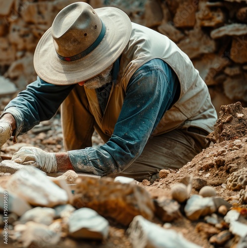 an archaeologist uncovering ancient artifacts at a dig site connecting the past with the present through the science of archaeology dusty and authentic