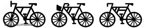 Bicycle icon, cycle symbol, racing bicycle simple black style, vector illustration.