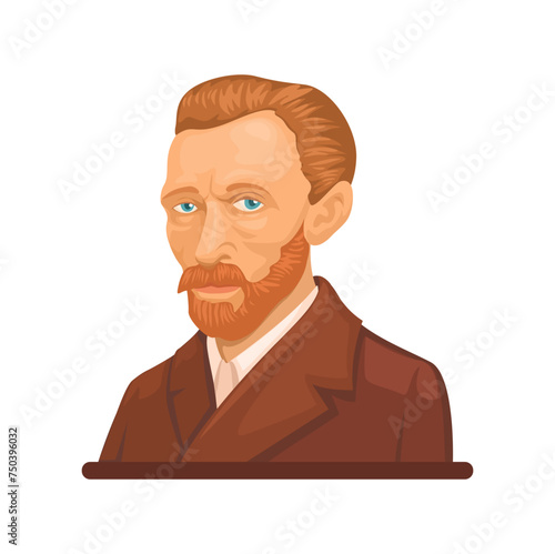 Vincent Van Gogh Painter Artist Figure Cartoon Illustration Vector