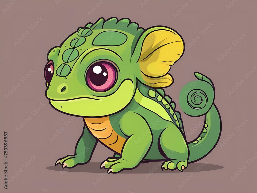 Fototapeta premium green chameleon cartoon