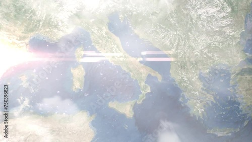 Zoom in from space and focus on Torre Annunziata, Italy. 3D Animation. Background for travel intro. Elements of this image furnished by NASA